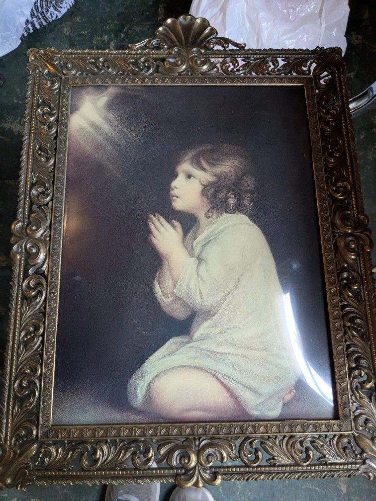 Vintage Framed The Infant Samuel" by Sir Joshua Reynolds, Bubble Glass