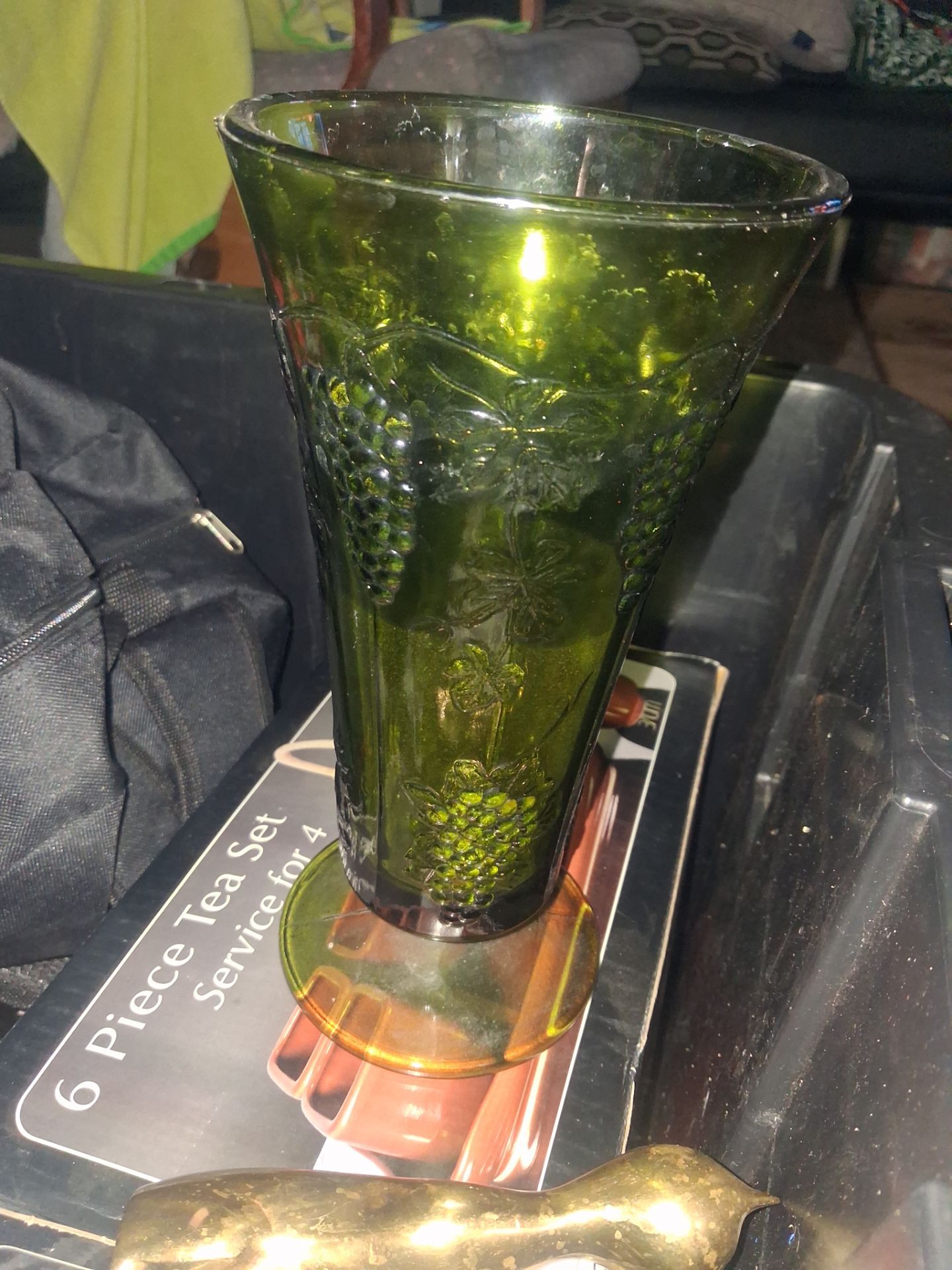 Vintage Green Indiana Glass Vase