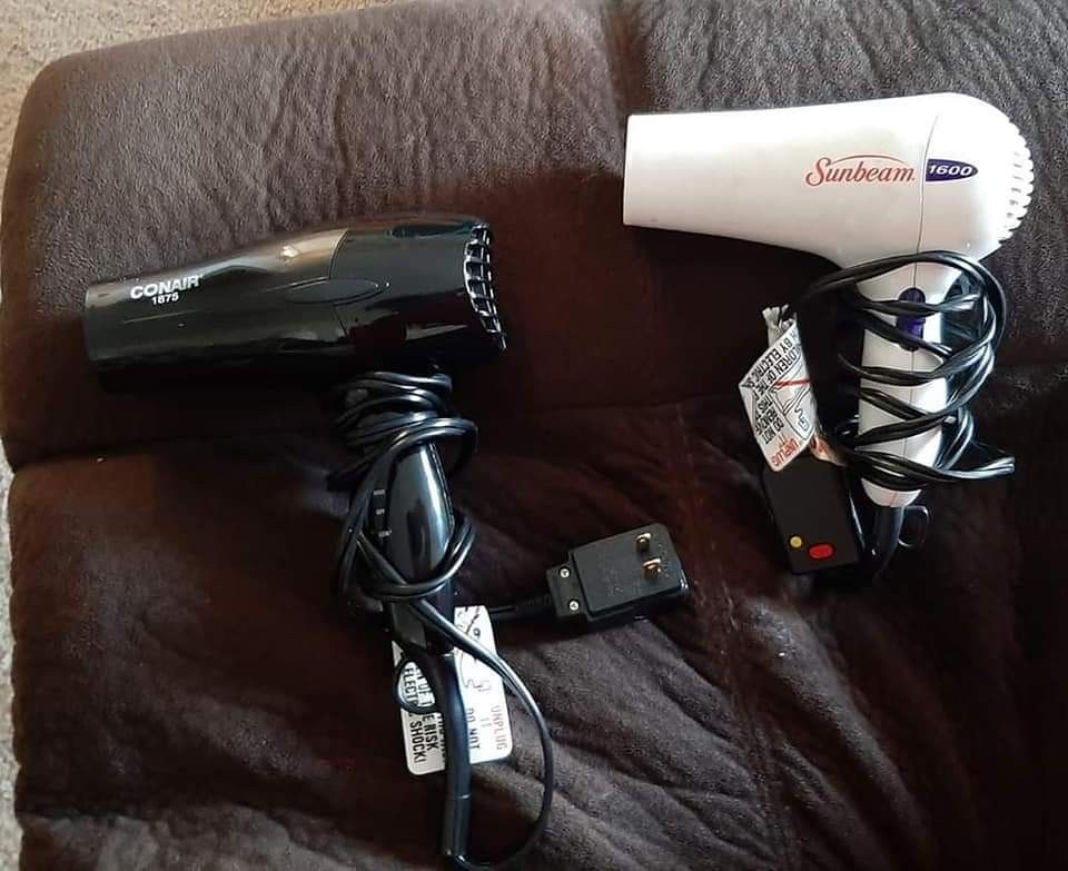 2 hair dryers