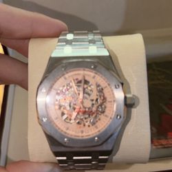 PEACH SKELETON FACE WATCH 