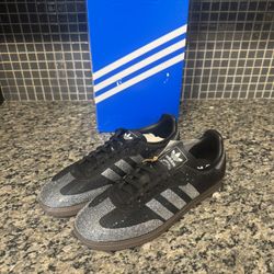 Size 9.5W - adidas Samba OG Black/Silver Rhinestone 