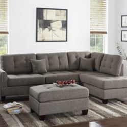 Gorgeous Three Piece Coffee Colored Sectional Set