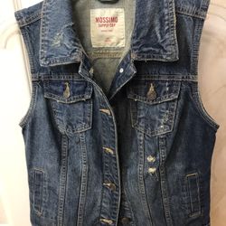 Ladies Denim Blue Jean Vest Sleeveless Jacket