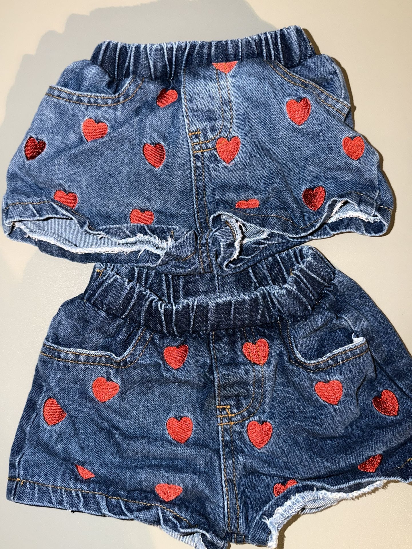 Jean Infant Shorts With Hearts Size 9-12m