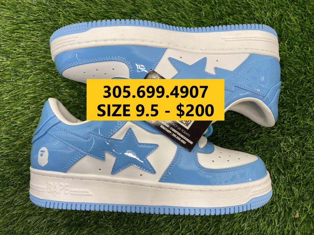 A BATHING APE BAPES STA LOW BABY BLUE WHITE BLACK NEW SALE NEW SNEAKERS SHOES SIZE 9.5 10 43 44 A5