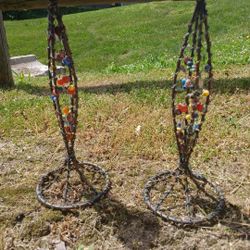Set Of 2  light candle holder vintage Plastic Beads  used 
