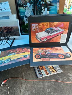 Ready To Frame Vintage Car Paintings