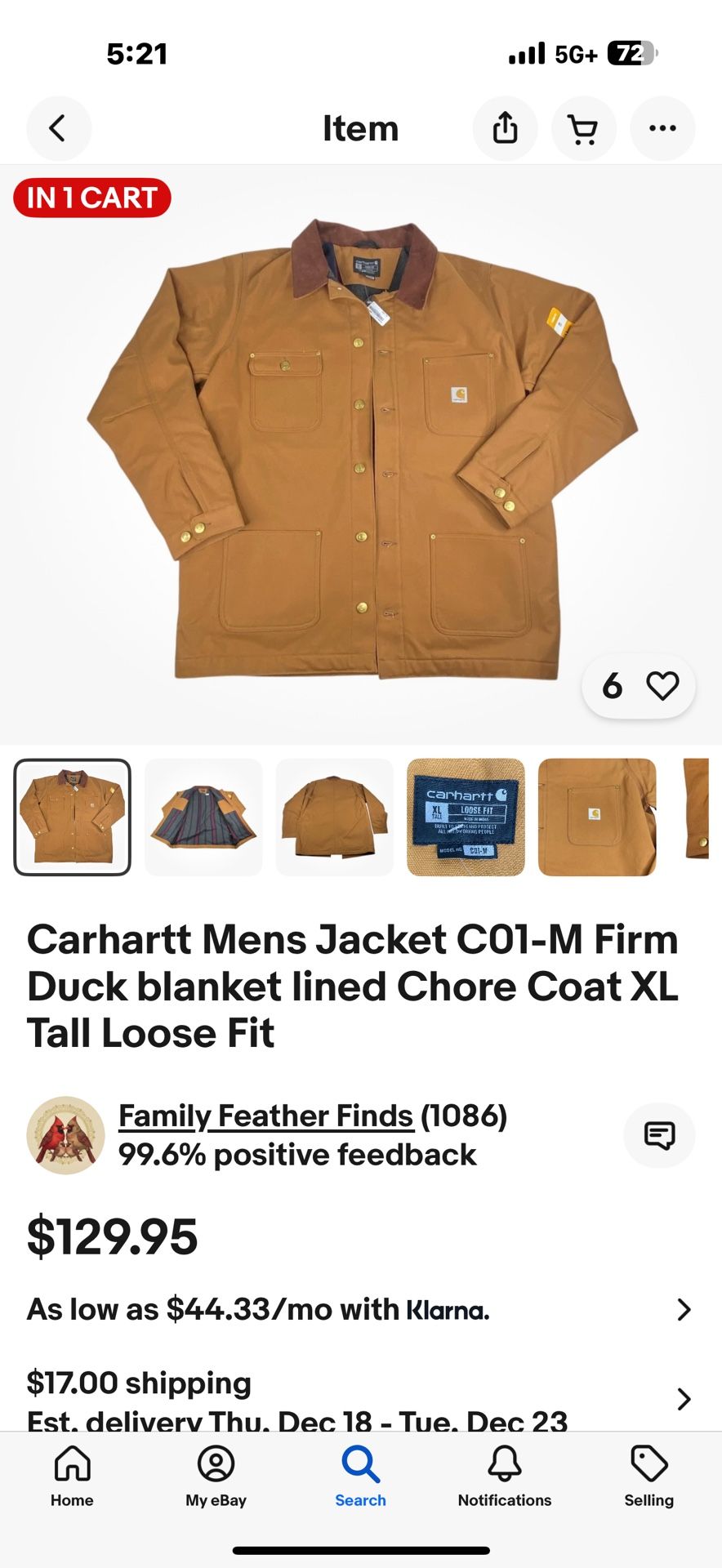 Carhartt XL Jacket. New No Tag.