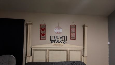 Tan Headboad canopy bed frame