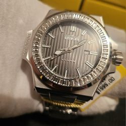 ""🚨❤️💘💙💌💝🎁🚨PERFECT GIFT FOR VALENTINE'S DAY"" NEW MEN'S LUXURY BIG FACE ORIGINAL AKULA CRYSTAL SWISS QUARTZ INVICTA  SILVER TONE WATCH.