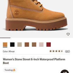TIMBERLAND  SIZE ( WOMEN 7.5 ) -  Women's Stone Street 6-Inch Waterproof Platform Boot