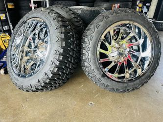 22X12 CHROME RIMS TIRES WE FINANCE 