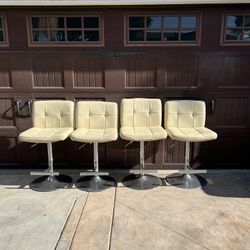 Swivel Upholstered Adjustable Height Counter Stool with Metal Frame