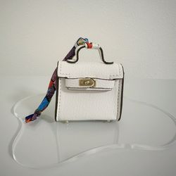 【Flash Deal】Mini White Purse Charm with Silk Handle