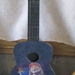 Wood Guitar Art 32x12 X3/8" Thick. All Handmade, Painted  Decopauged, Sealed 