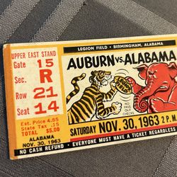 1963 Alabama/Auburn Ticket Stub
