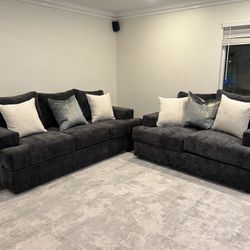 Brand New Elegant Custom Plush Sofa Loveseat Set 