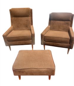Pair of Mid-Century Modern Danish 50s Lounge Chairs + Ottoman – $400 (Long Beach)