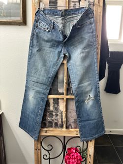 7 For All Mankind distressed blue denim jeans