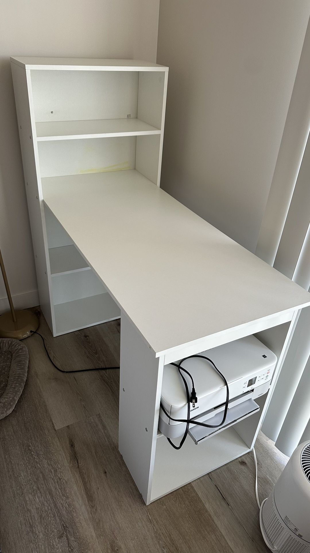 Giantex 48 Inch Computer Desk with Bookshelf, 3-in-1 Home Office Desk with 4-Tier Bookcase & CPU Stand, Space-Saving Reversible Writing Desk Work Tabl