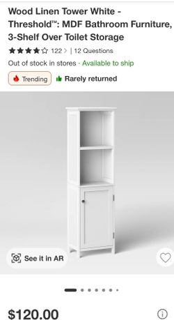 Threshold White Wood Linen Tower Cabinet