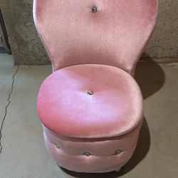 Kids Pink Velvet And Rhinestone Chair With Storage