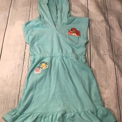 Disney The Little Mermaid Ariel Swimsuit Cover Up Dress Hoodie Size 6/7 
