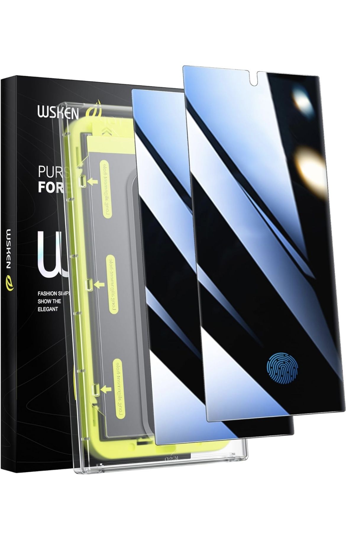 WSKEN for Samsung Galaxy S24 Ultra Privacy Screen Protector, 24 Degree [Auto-Dust Removal] [Fingerprint Unlock Support] Full Coverage HD Amazon $29.99