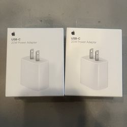 Apple 20W USB-C Fast Charger Wall Adapter - Brand New, Unopened (x2)