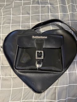 Dr Marten black leather heart bag