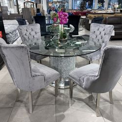 Modern Dining Set ✨ Mirrored Base