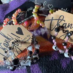 Handmade Outside style beaded hoops