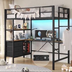 Twin Loft Bed W/ L Shape Desk