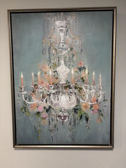 MOVING SALE! Elegant Framed Chandelier Floral Wall Art – $25