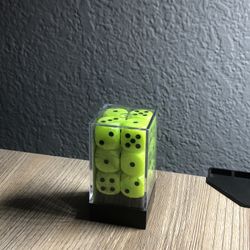 12 Pack Chessex Dice Bright Green/Black