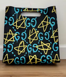 Gucci GucciGhost graffiti Leather Tote
