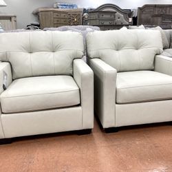New Set (2) Leather Chairs — CLEARANCE 