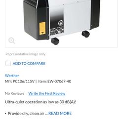 Werther PC106 Ultra-Quiet Oilless Air Compressor, 1.9 cfm, 115 VAC