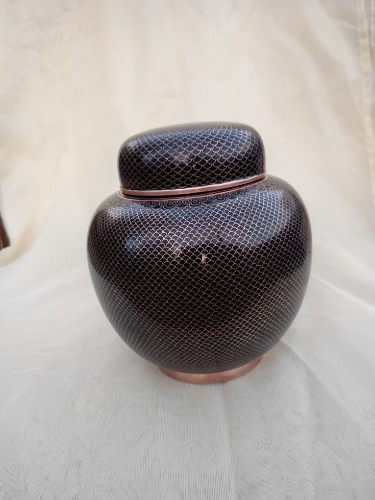 Chinese Qing black cloisonne