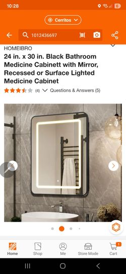 HOMEIBRO
24 in. x 30 in. Black Bathroom Medicine Cabinett with Mirror, Recessed or Surface Lighted Medicine Cabinet