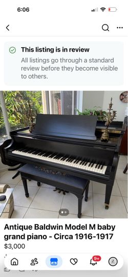 Antique Baldwin Model M baby grand piano - Circa 1(contact info removed)