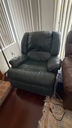 Dark Green Leather Recliner Chair