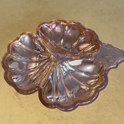 Vintage Jeannette Marigold Carnival Glass 3 Leaf Clover Candy Nut Dish Divided