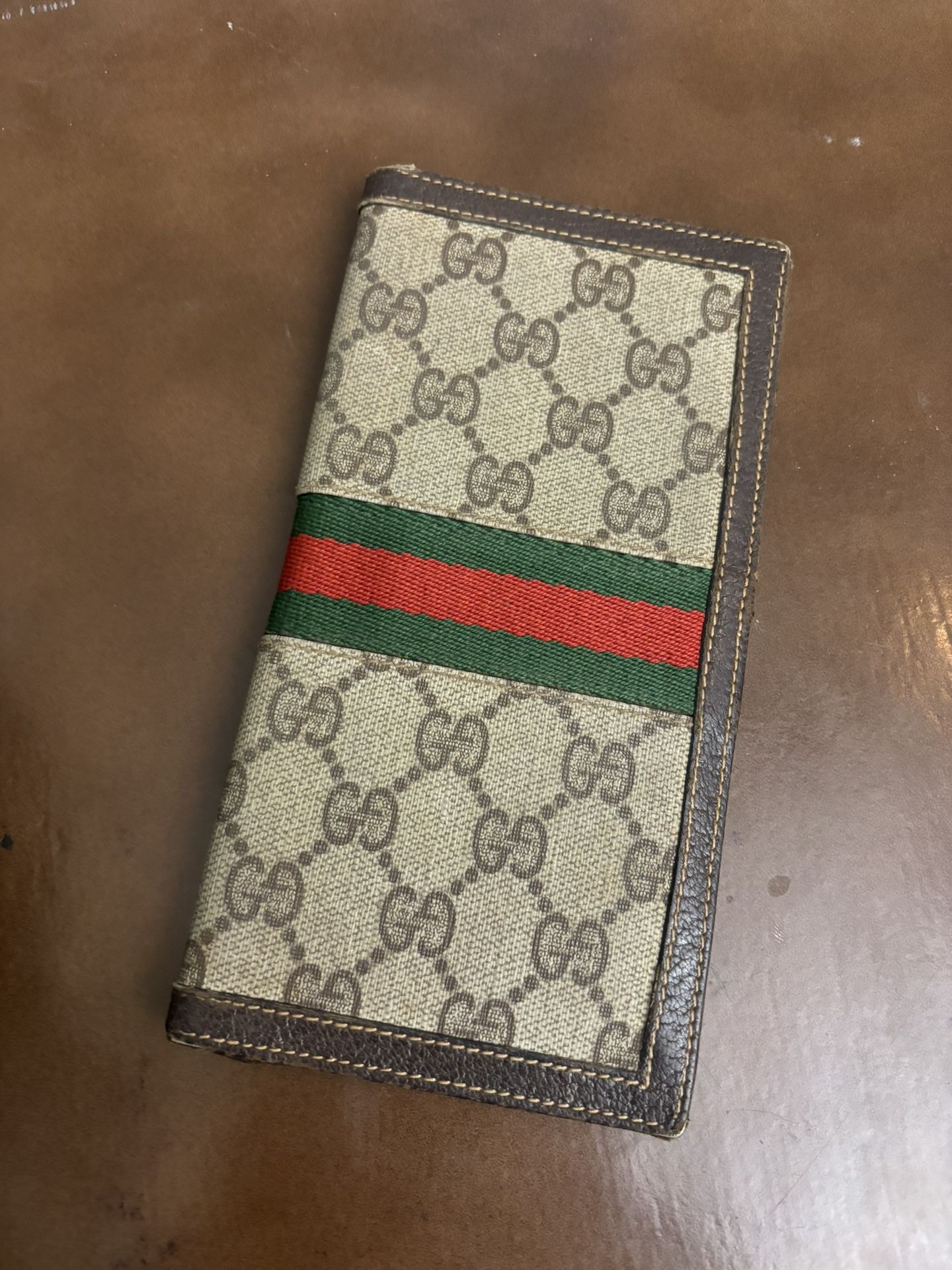 GUCCI GG Supreme Sherry Line Bifold Long Wallet