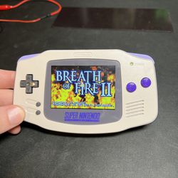 IPS backlit GBA with USB C rechargeable battery  super nintendo theme