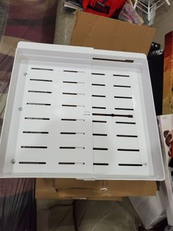 Brand New 2 Pull Out Cabinet Organizer. 11.5" expanded to 17" and 17" D- Adhesive Kitchen Carbon Steel Metal Slide Out Drawers (White)