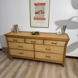 Vintage Coastal Grasscloth Dresser