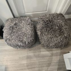 Silver/Grey Pouf Ottomans Heavy Duty Comfortable Chair