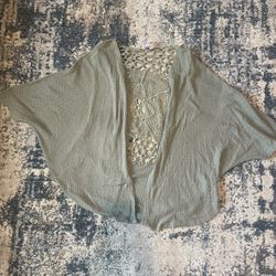Pastel Green Cardigan With Crochet Detail