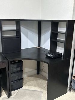 IKEA Micke Corner Desk Workstation Black Brown Home Office Student Desk